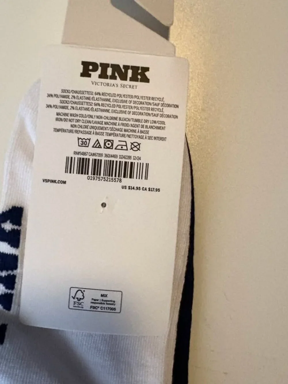 NWT PINK Victoria's Secret 2 - Pack Quarter Socks